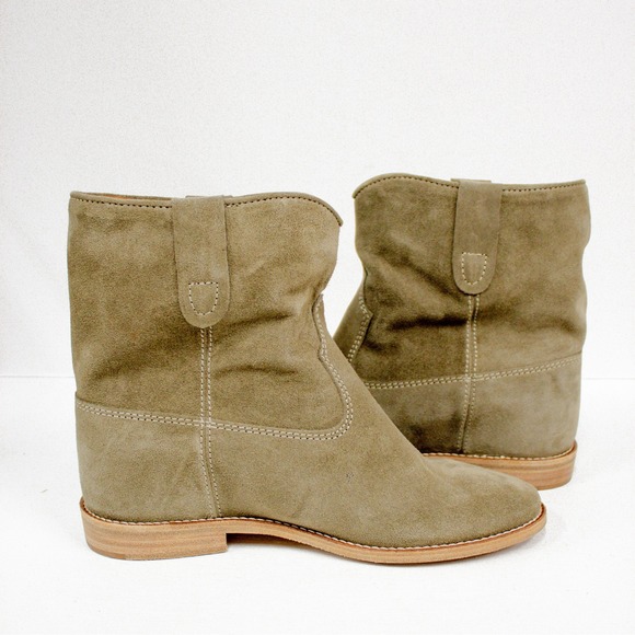 Isabel Marant Etoile Crisi Suede Ankle Boots Taupe Western Women's Size 37 - Picture 7 of 13